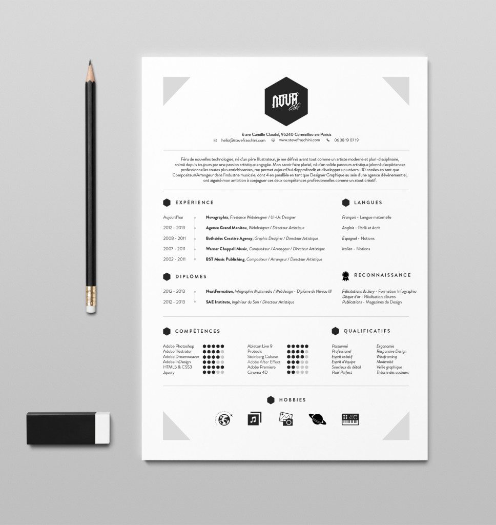 resume with geometrical shapes, geometry style resume