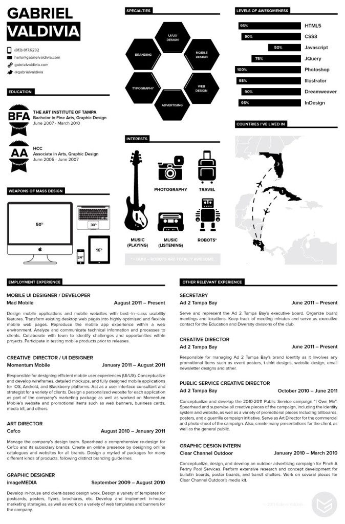 black and white resume example