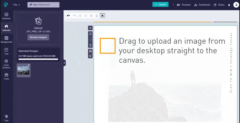 uploading image in piktochart