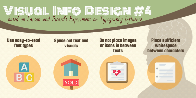 illustration showing visual design tips based on Larson and Picard's experiment on typography influence