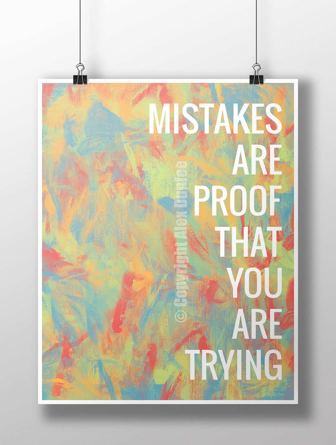 quote about mistake, poster about mistakes, posters to boost your productivity