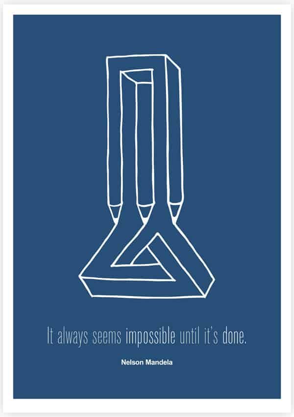  inspirational poster, it always seems impossible until it's done, nelson mandela quotes