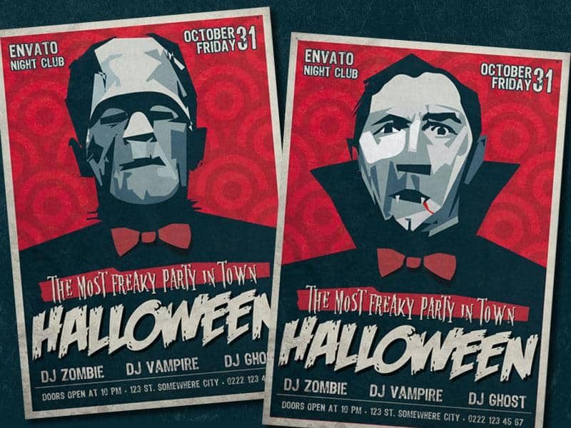 Retro Halloween Party poster design