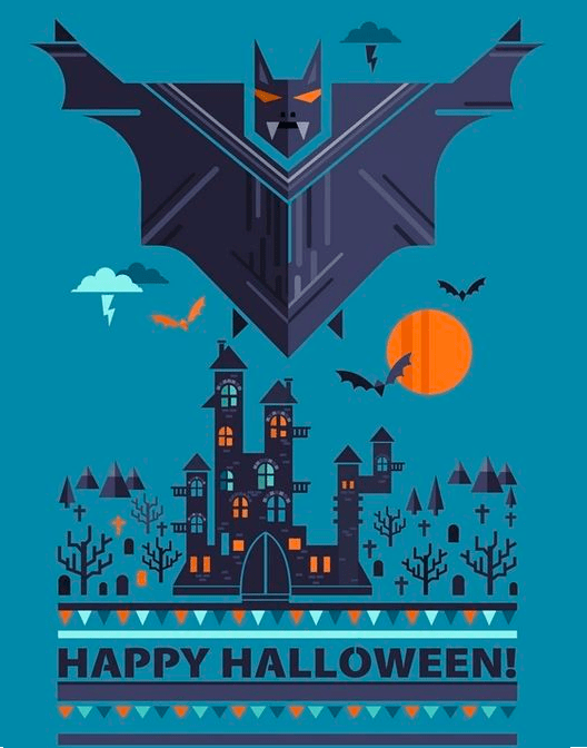 blue happy halloween poster