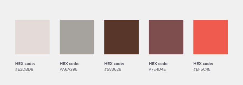 omakse room brand color scheme showing hex codes color combinations 
