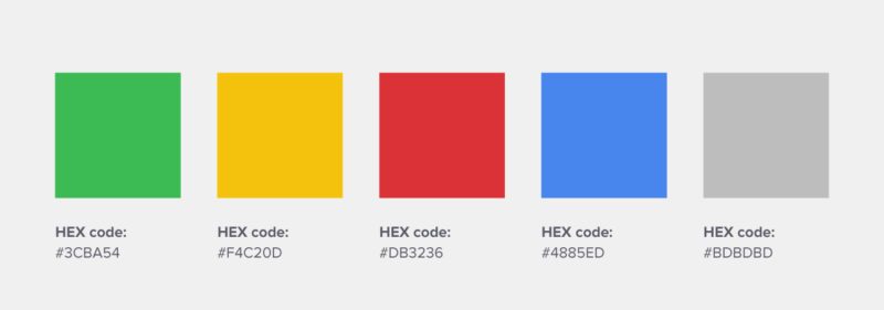 google brand colors, google color palette