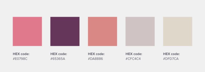 hex code, pink color palette, nude color palette