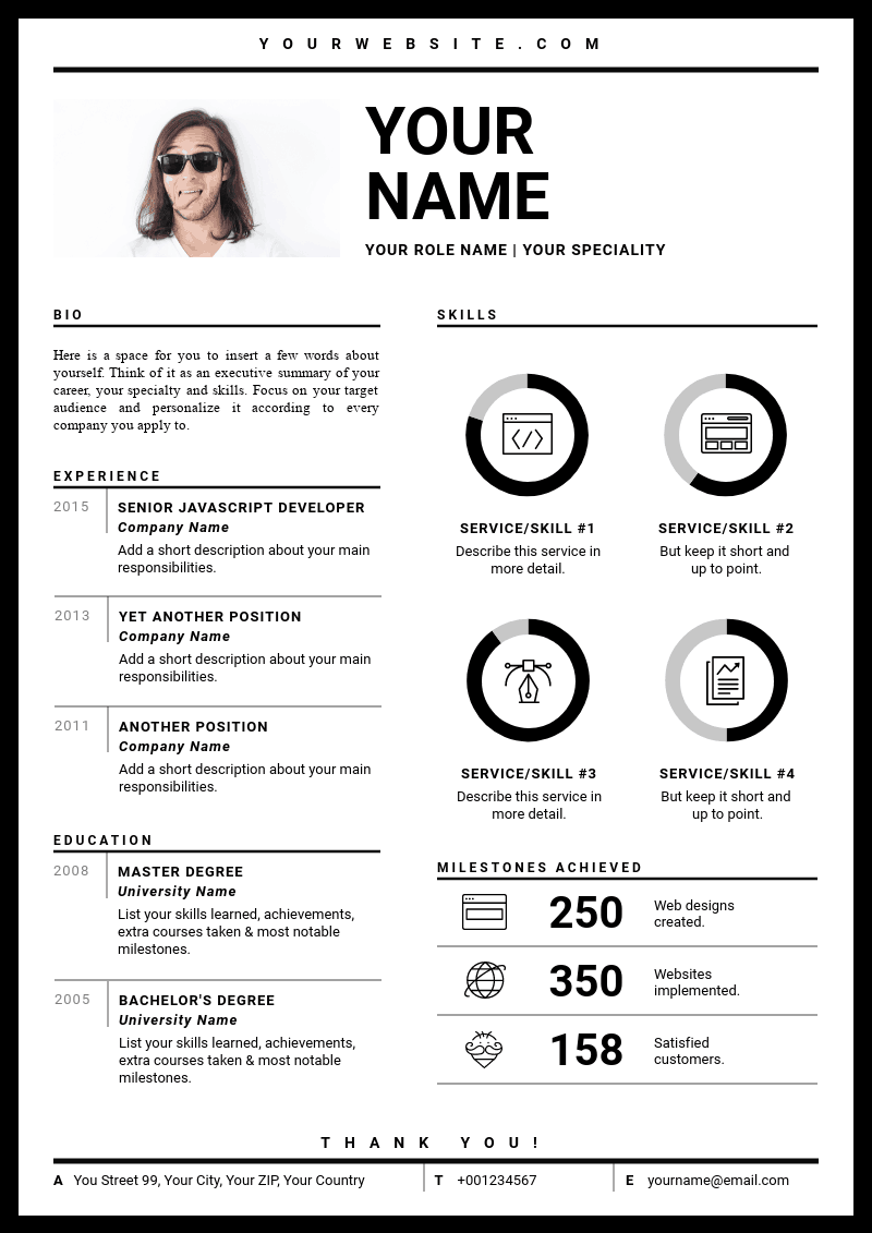 creative resume templates piktochart, monochromatic resume templates