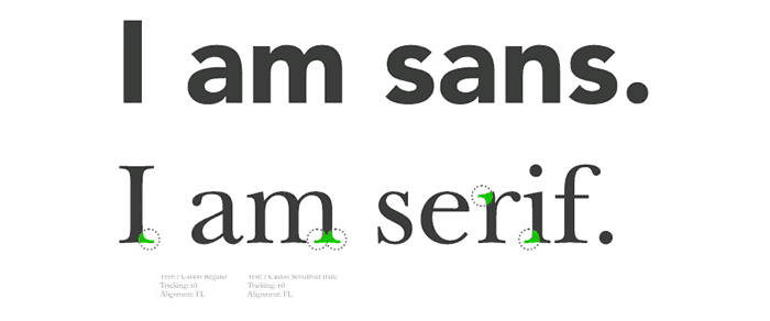 an image showing the difference between sans serif and serif