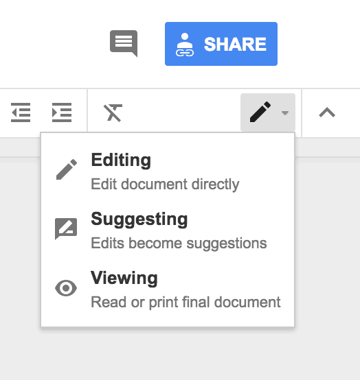 suggesting mode google docs