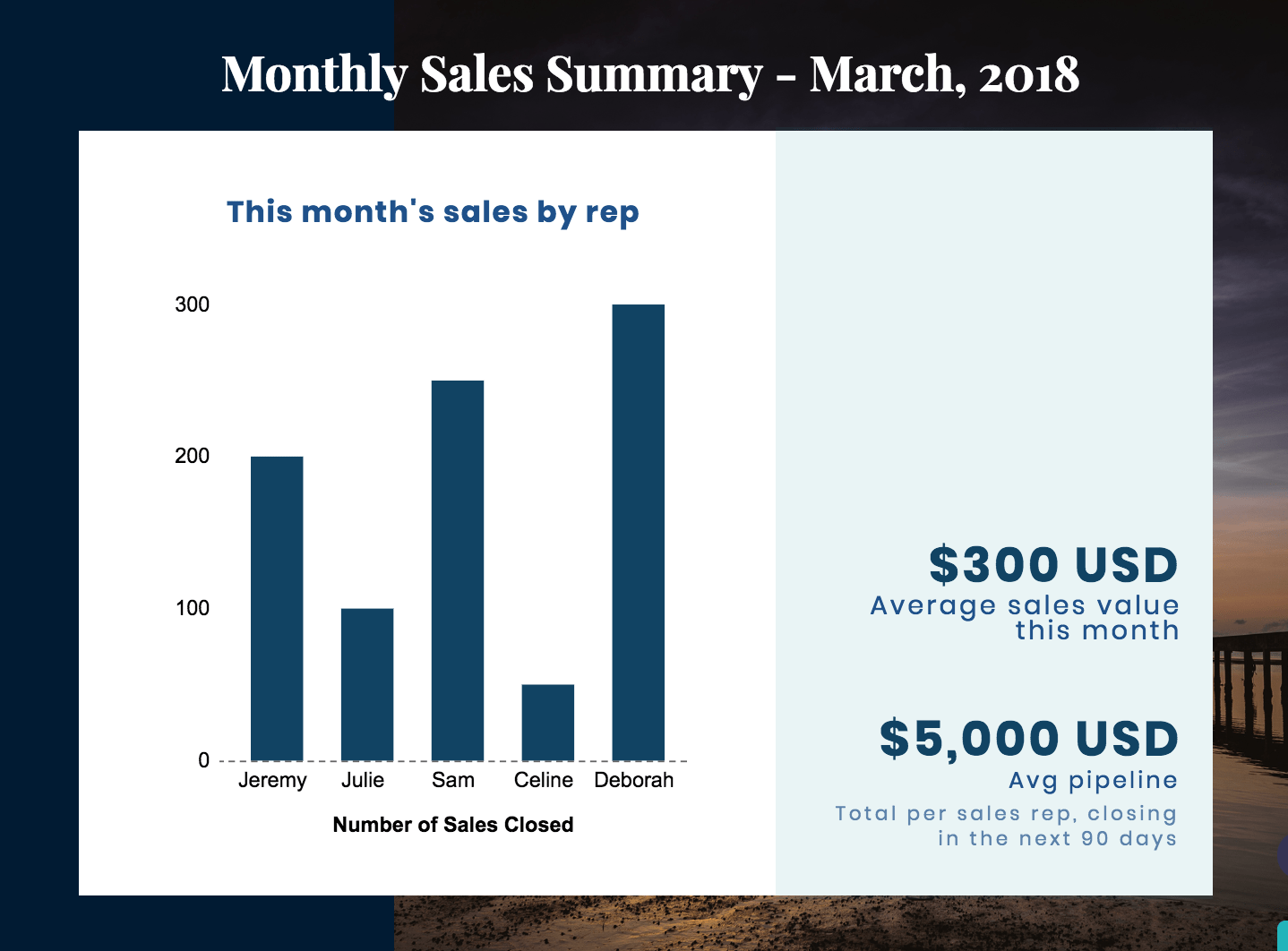 summary report, sales report