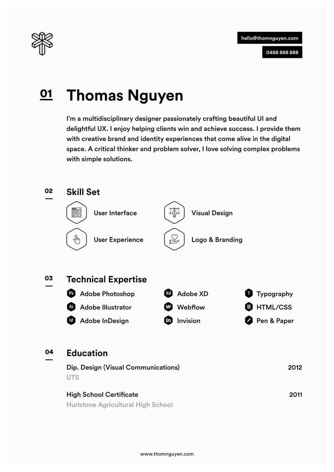 simple infographic resume example with icons