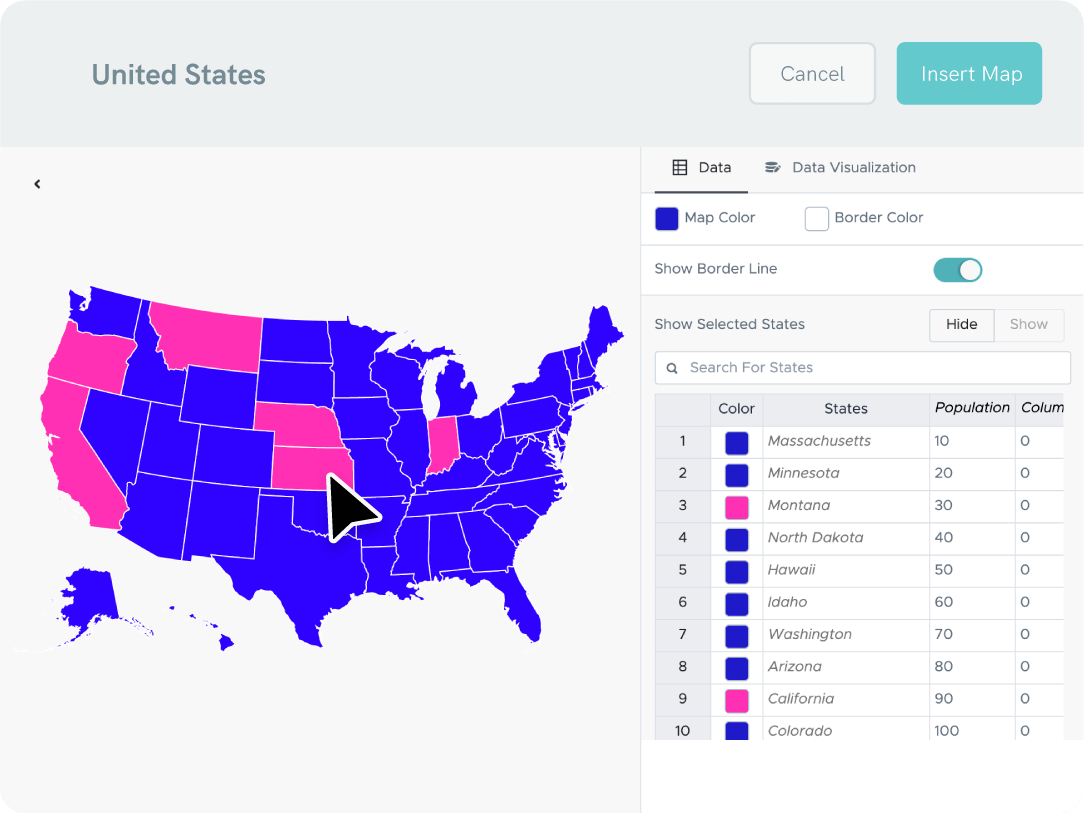 maps, data visualization, online report maker, Piktochart