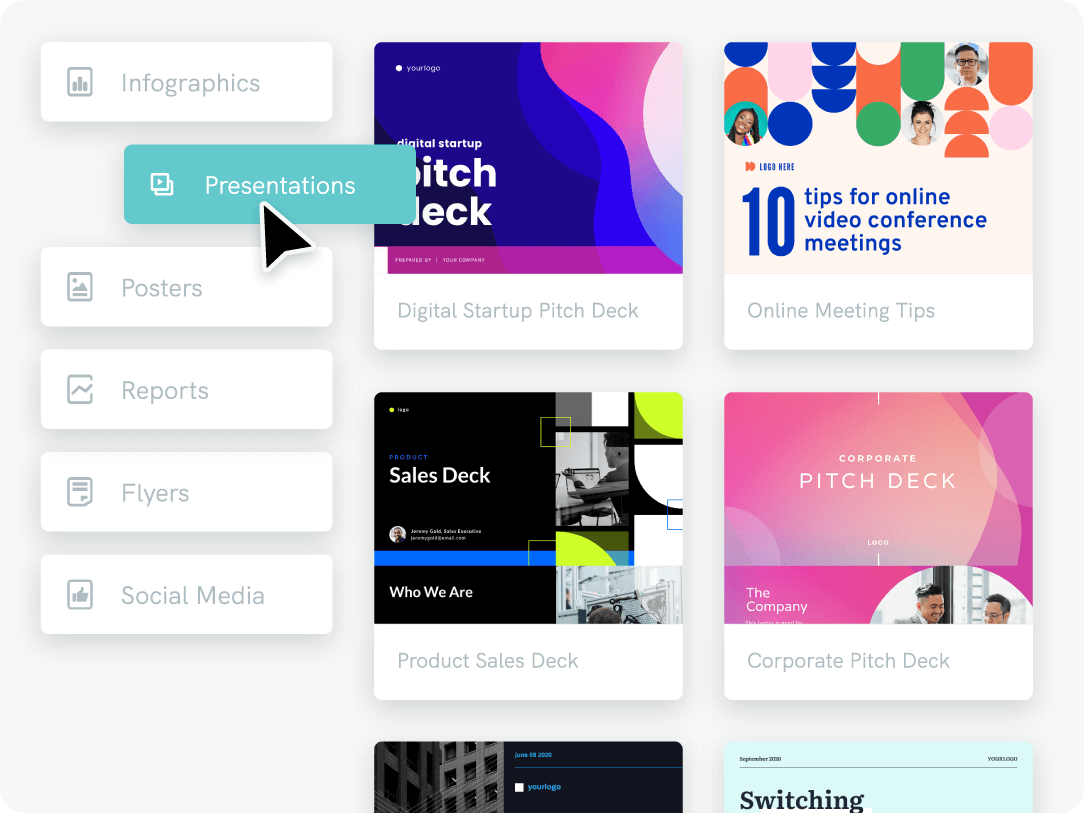 create a pitch deck, design tool