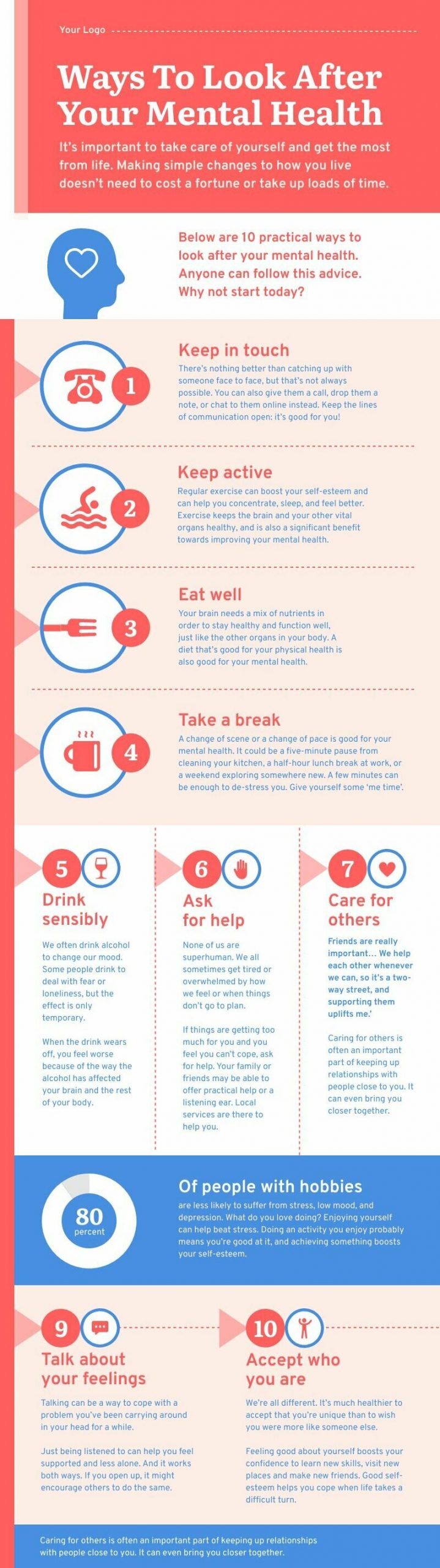 Ways To Look After Your Mental Health Infographic Template