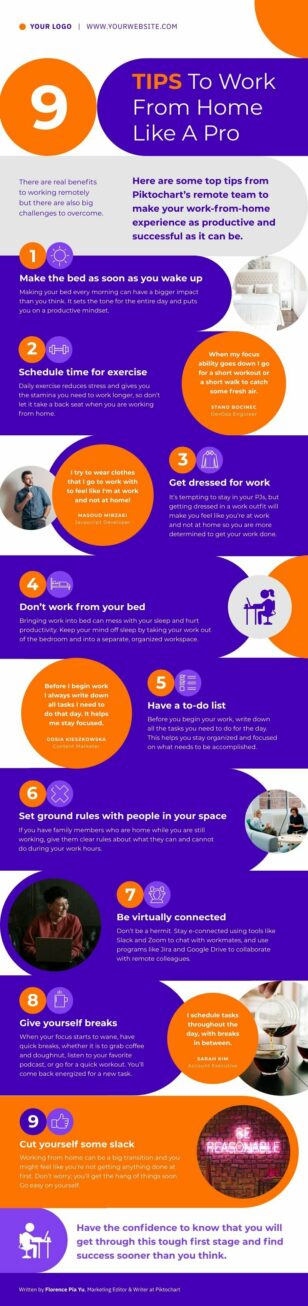 Work From Home Tips List Infographic Template