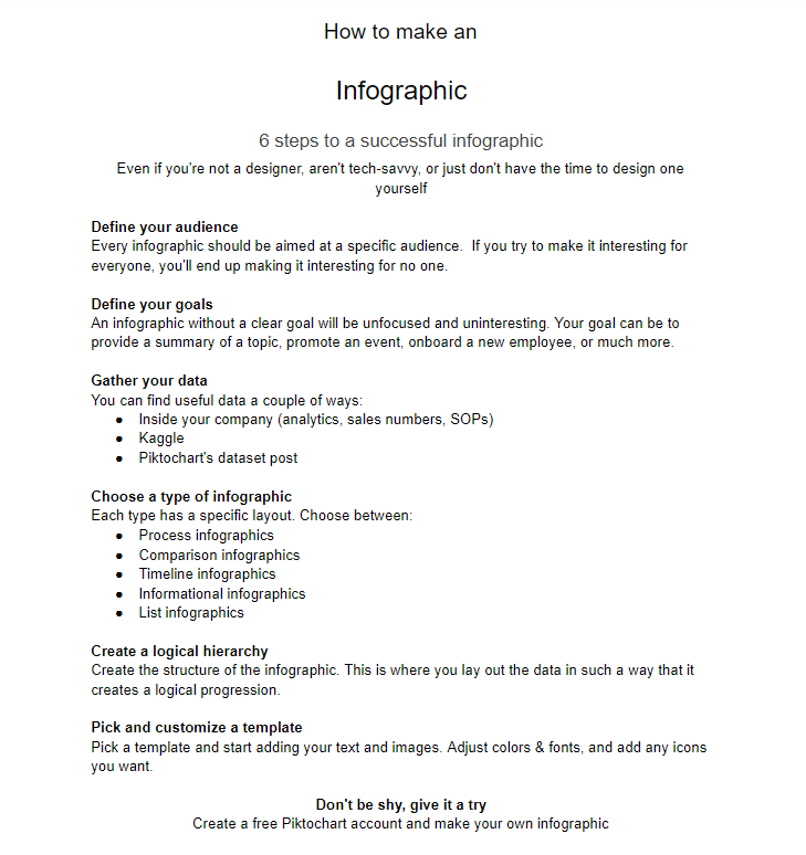 steps for a successful infographic, how to make an infographic