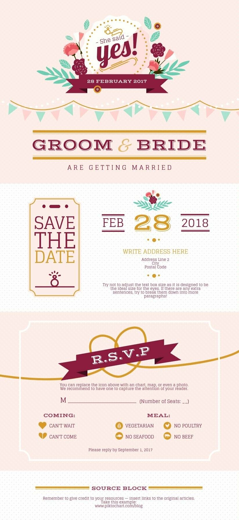 Wedding Invitation Informational Infographic Template