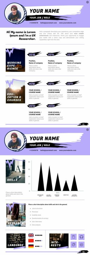 Creative CV for UX Researcher Template