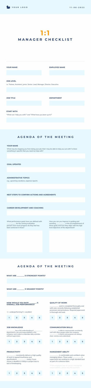 1:1 Manager Checklist Flyers Template