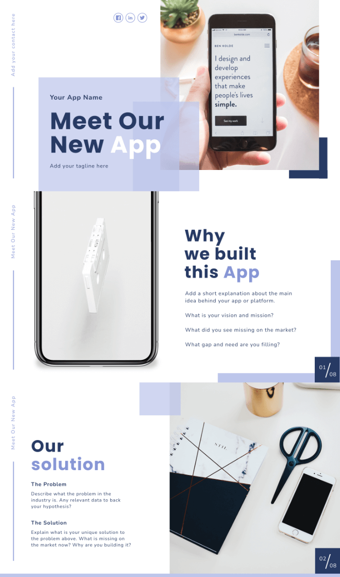 App Product Presentation, phone, template preview