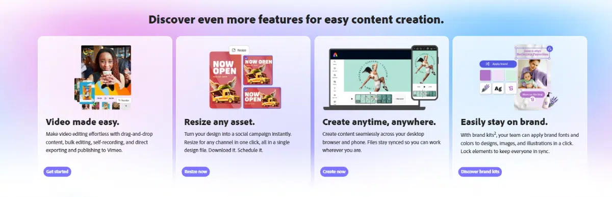 screenshot of adobe express features to show users why this tool is a good canva alternative if they need a powerful graphic design tool