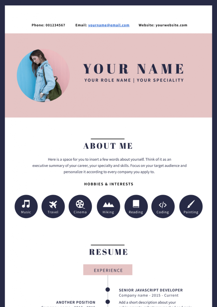 infographic template showing off an infographic resume