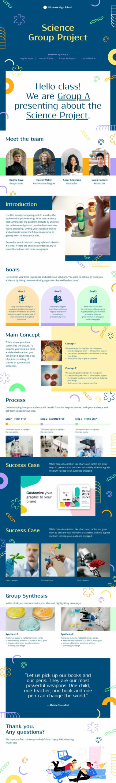 piktochart template of science group project