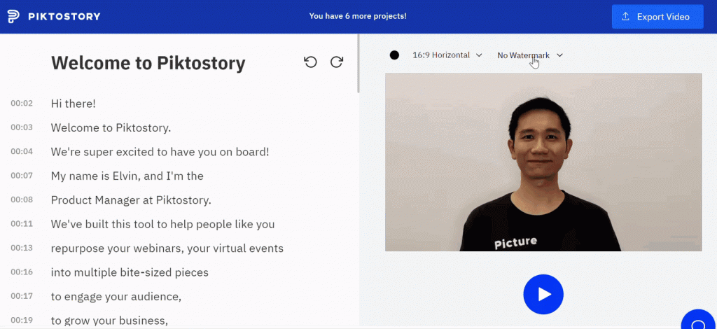 gif of how to add a logo in Zoom recording using Piktostory