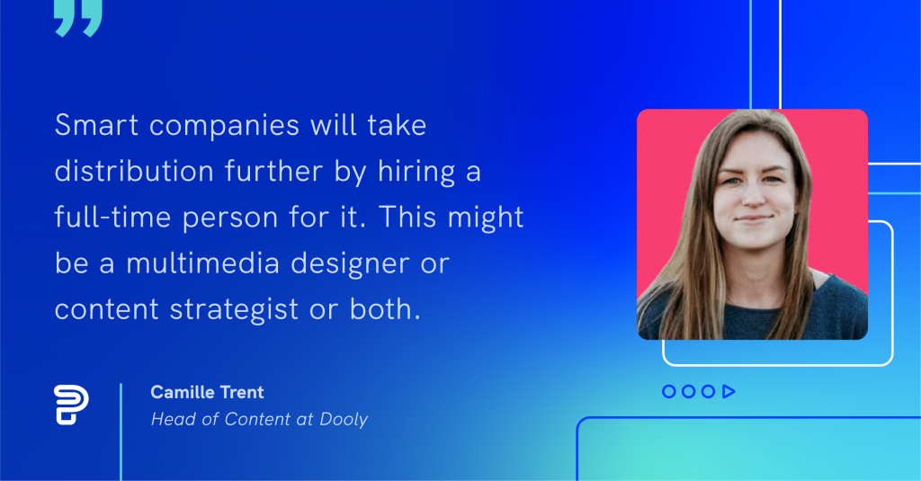 a photo of camille trent's content repurposing pro tip - the rise of content distribution and smart companies hiring people to do content distribution full-time