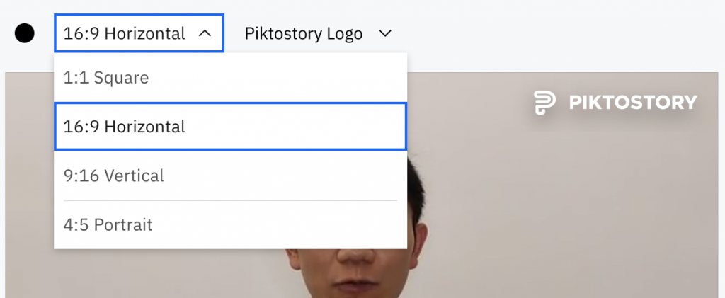 screenshot of how to change the video aspect ratio in Piktochart Video