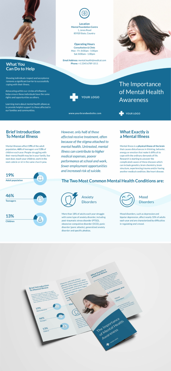 Mental Health Trifold Brochure Free Brochure Template Piktochart