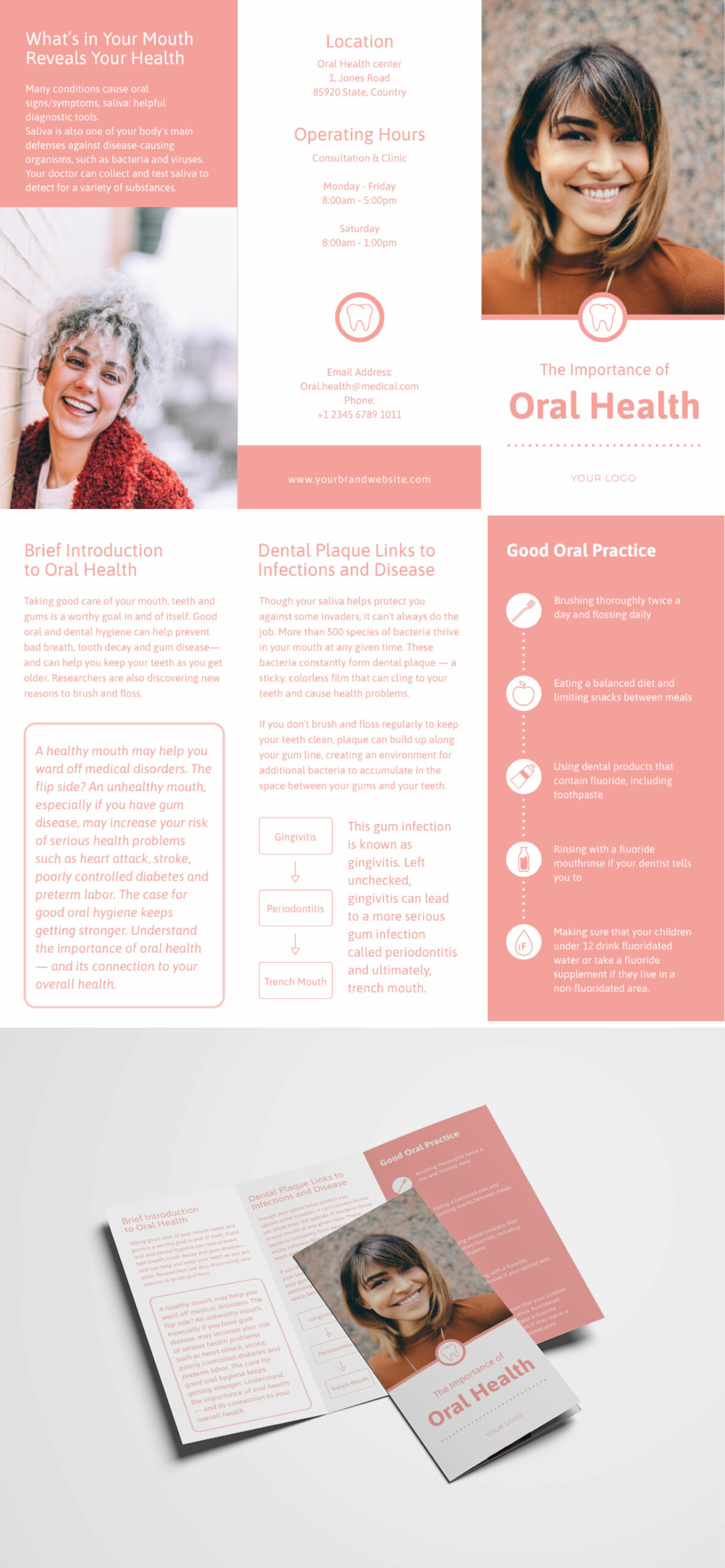Oral Health Trifold Brochure Template