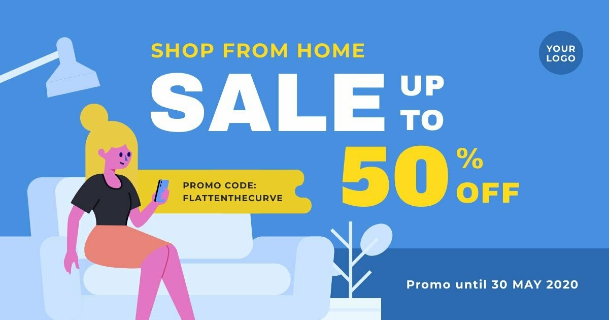 Shop From Home Sale Facebook Post Social Media Template