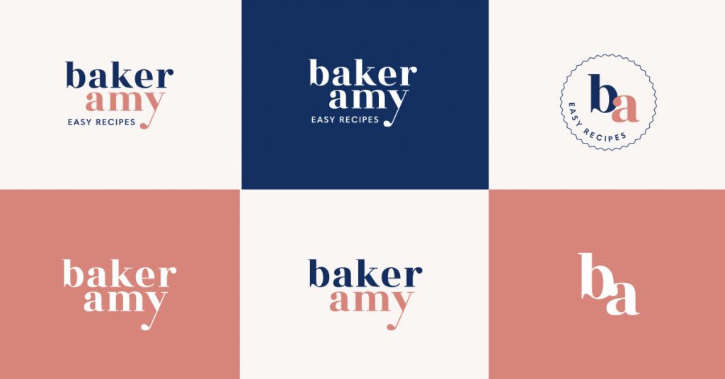 an image with different versions of the logo Baker Amy cooking school