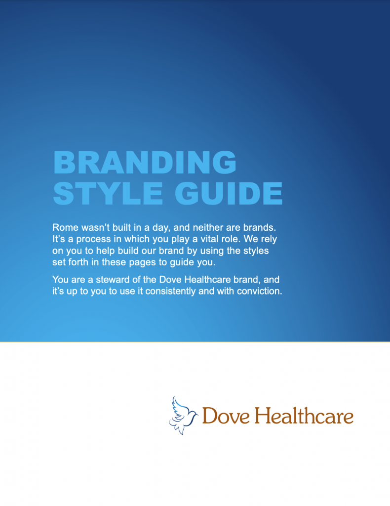 preview of Dove Healthcare's brand style guide