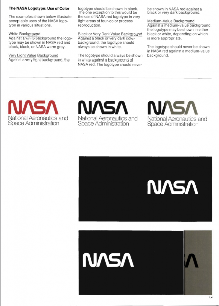 a preview of the NASA color guidelines