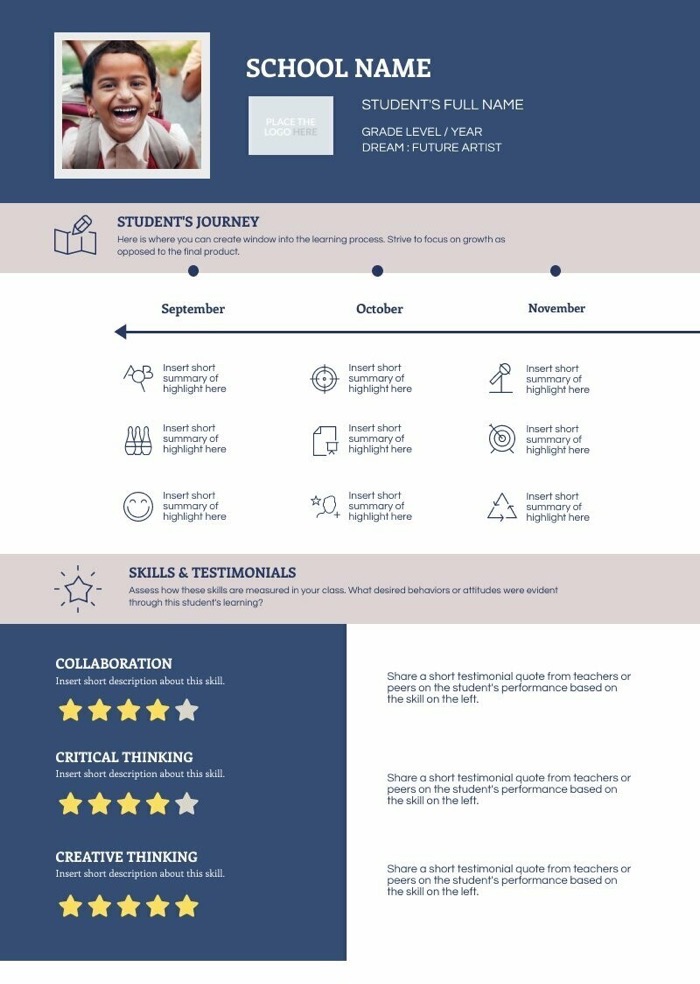 student report card template, student report card visual