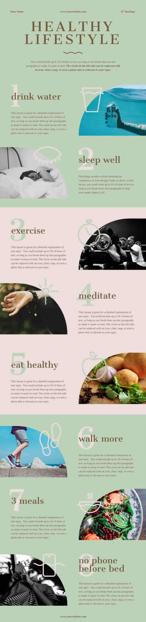 infographic template about healthy lifestyle, health infographic template