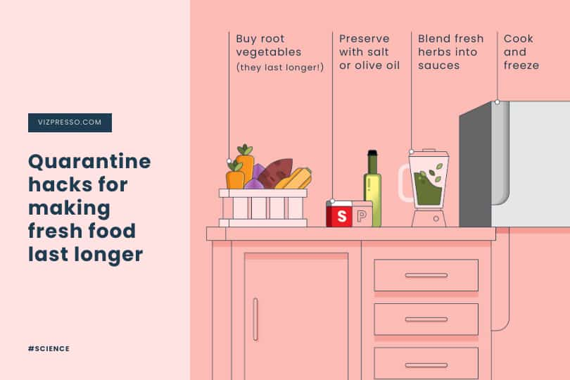 hacks for making fresh food last longer template, quarantine infographic