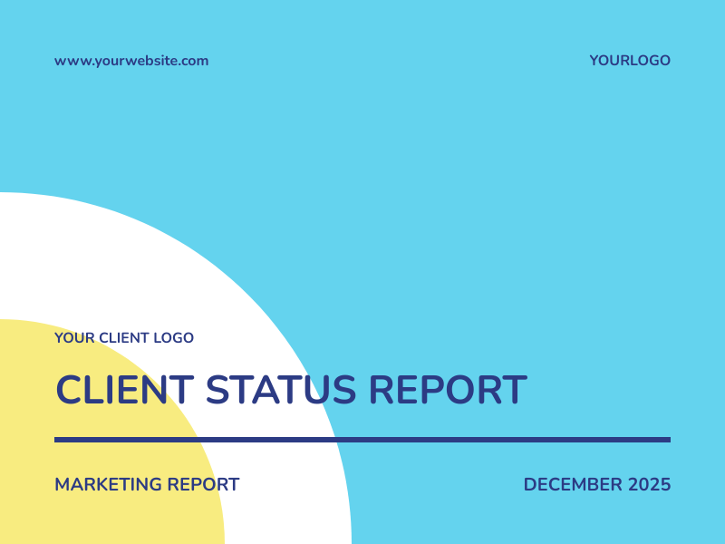 cover page of brand presentation template for client status reports branded presentation 