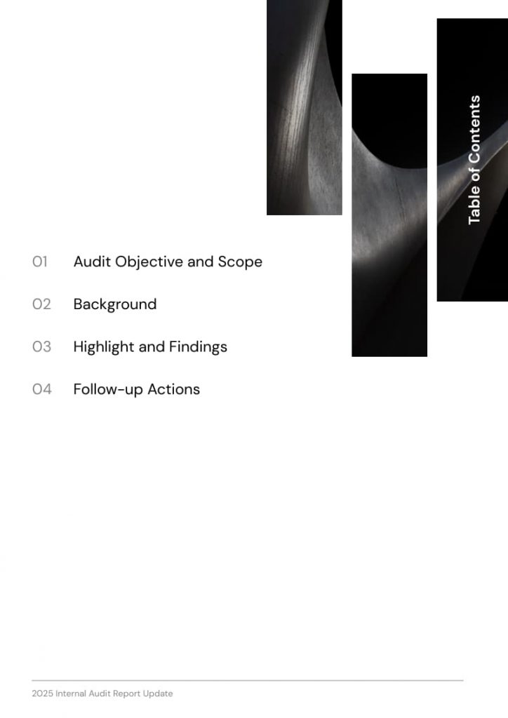 internal audit report template table of contents