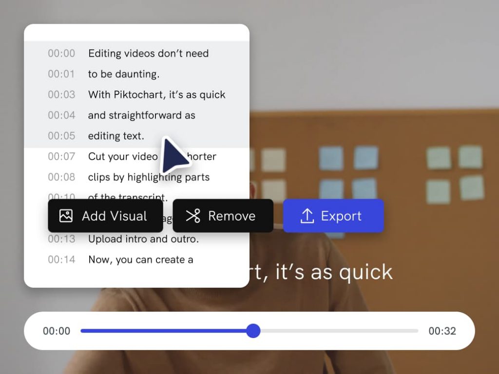 screenshot of how to edit your videos in Piktochart Video