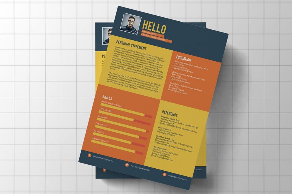 example of flat design in resumes