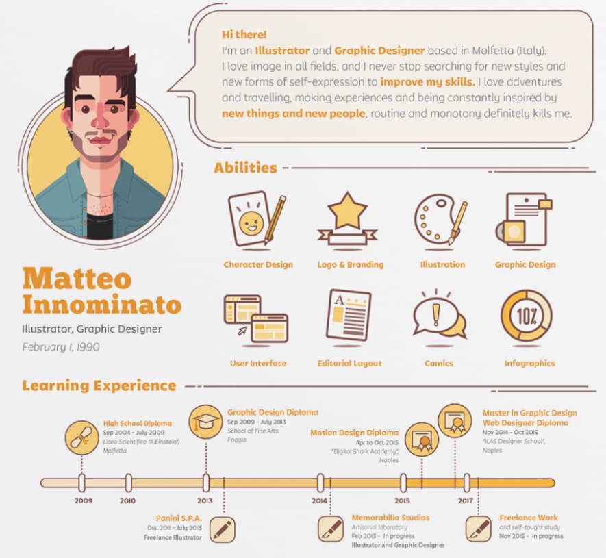 example of an infographic resume with personal branding