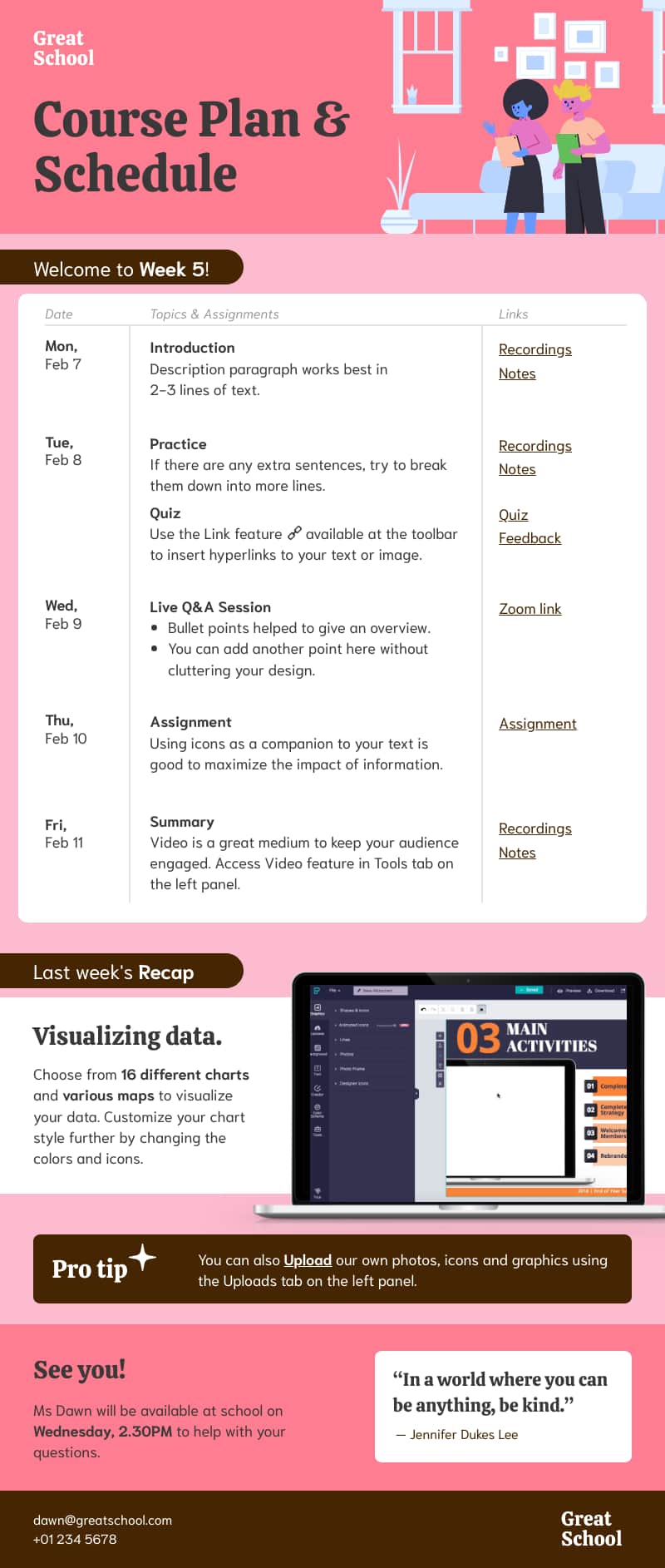 course plan and schedule infographic template