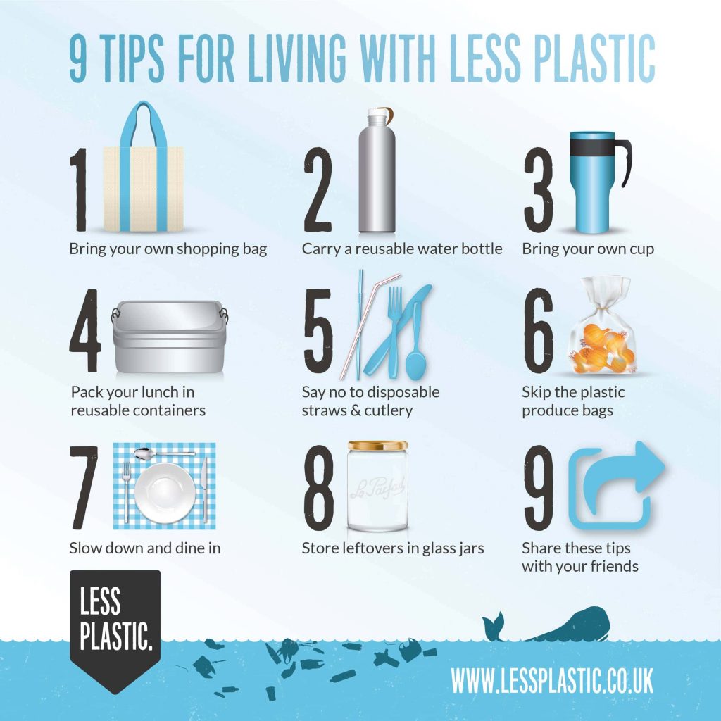 an environmental infographic example about living less with plastic