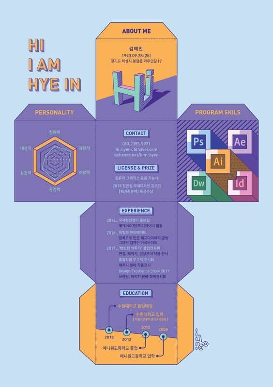 an example of a colorful, bold infographic resume