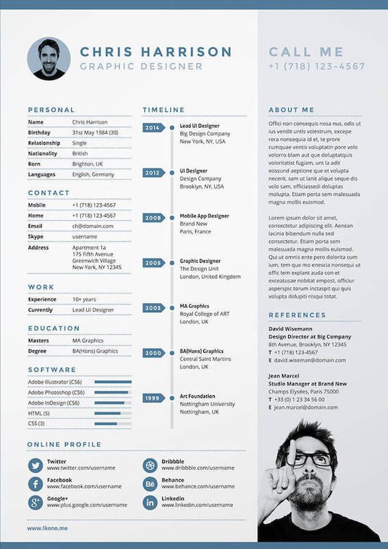 example of an infographic resume with timelines