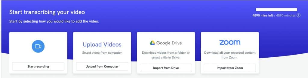 screenshot of the different ways to upload or import your video in Piktochart Video